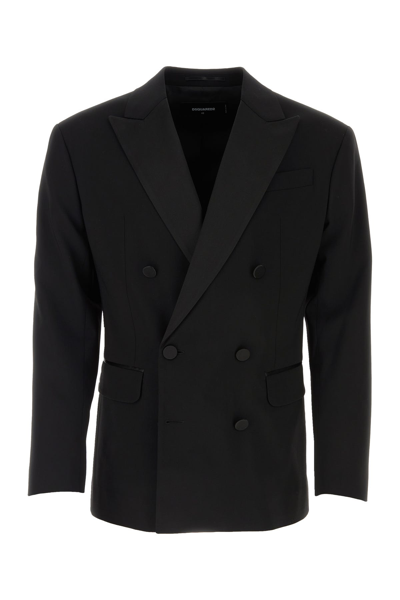 Dsquared2 Dsquared Men Black Stretch Wool Dan Db Blazer