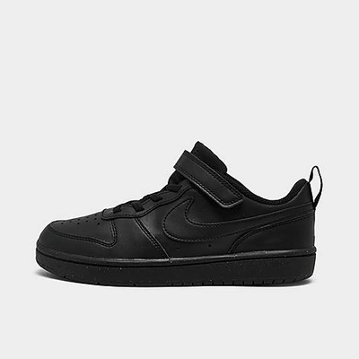 Shop Nike Little Kids' Court Borough Low Recraft Stretch Lace Casual Shoes In Black/black/black
