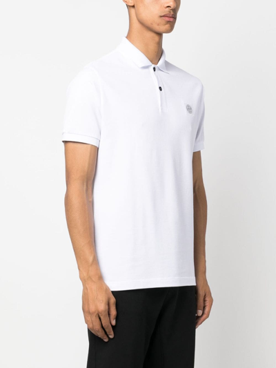 Shop Stone Island Compass-patch Polo Shirt In White