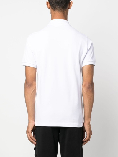 Shop Stone Island Compass-patch Polo Shirt In White