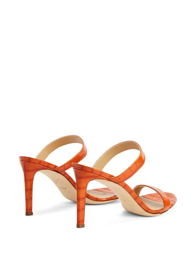 Shop Giuseppe Zanotti Calista 85mm Double-strap Mules In Orange