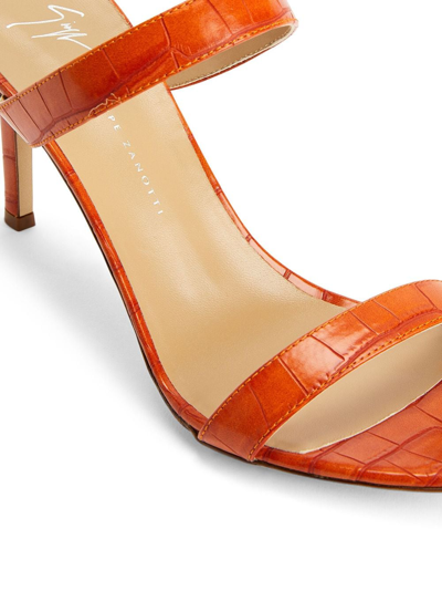 Shop Giuseppe Zanotti Calista 85mm Double-strap Mules In Orange