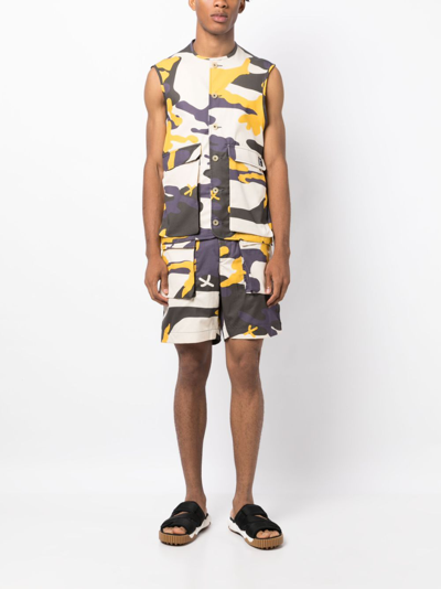 The Power For The People Camouflage-print Deck Shorts In Neutrals
