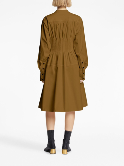 Shop Proenza Schouler Band-collar Cotton Shirt Dress In Brown