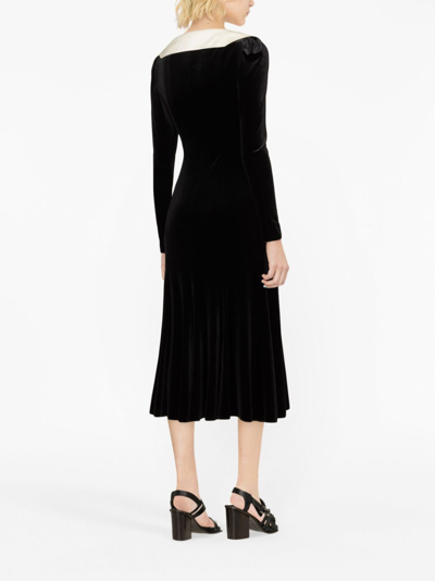 Shop Philosophy Di Lorenzo Serafini Long-sleeve Velvet Midi Dress In Black