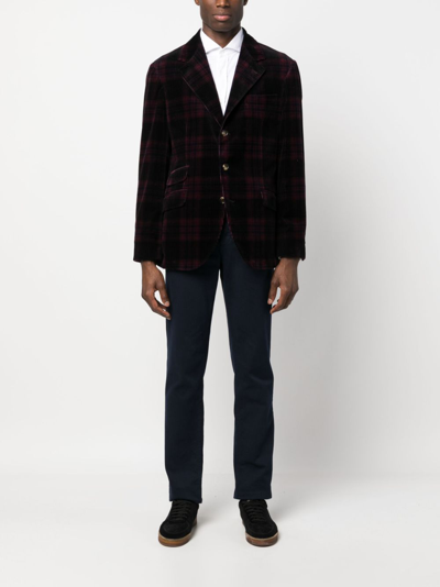 Shop Brunello Cucinelli Prince Of Wales Check Corduroy Blazer In Red