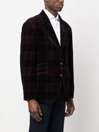 Shop Brunello Cucinelli Prince Of Wales Check Corduroy Blazer In Red