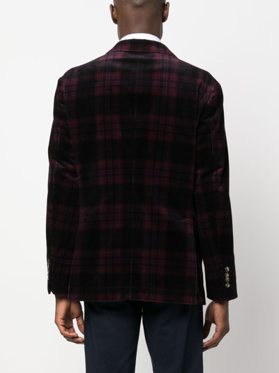 Brunello Cucinelli Prince Of Wales Check Corduroy Blazer In Red