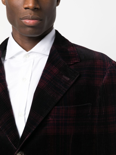 Shop Brunello Cucinelli Prince Of Wales Check Corduroy Blazer In Red