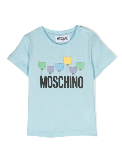 Shop Moschino Graphic-print Cotton T-shirt In Blue