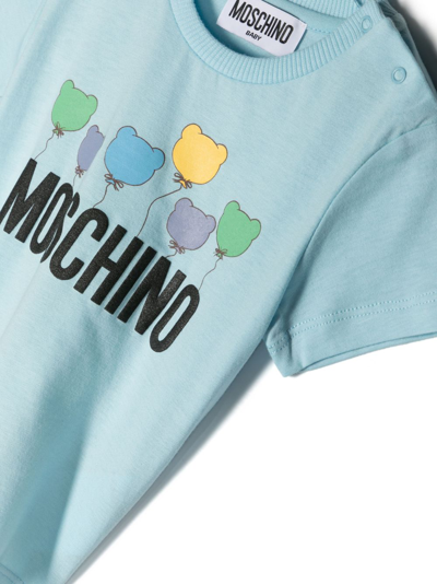 Shop Moschino Graphic-print Cotton T-shirt In Blue
