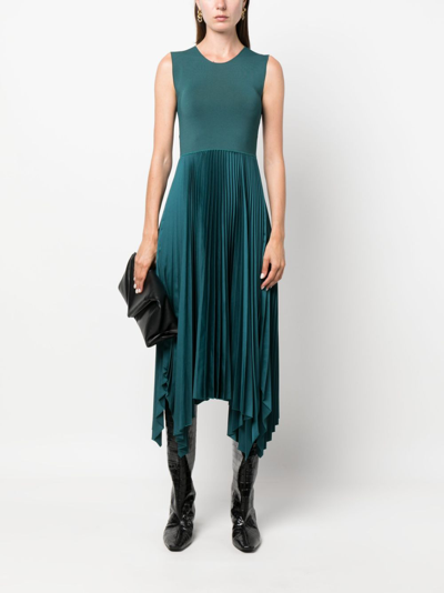 Shop Joseph Dera Pleated Midi Dress In Green