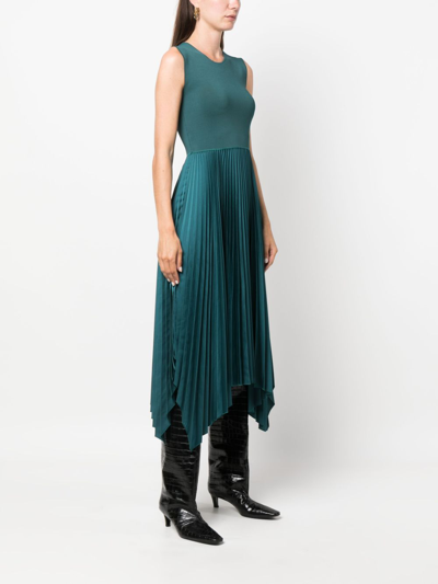 Shop Joseph Dera Pleated Midi Dress In Green