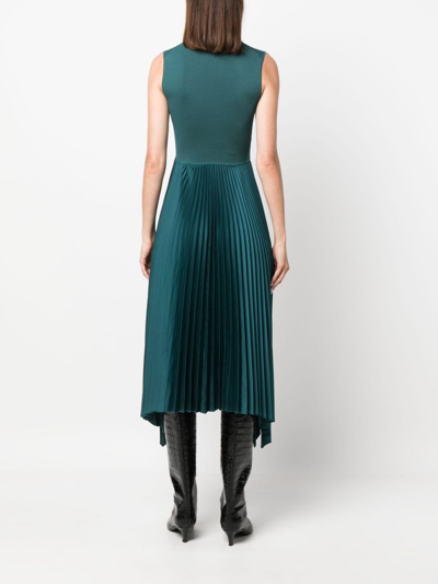 Shop Joseph Dera Pleated Midi Dress In Green