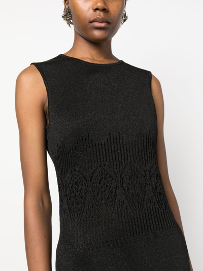 Pre-owned John Galliano 1990 Lamé-effect Sleeveless Midi Dress In Black