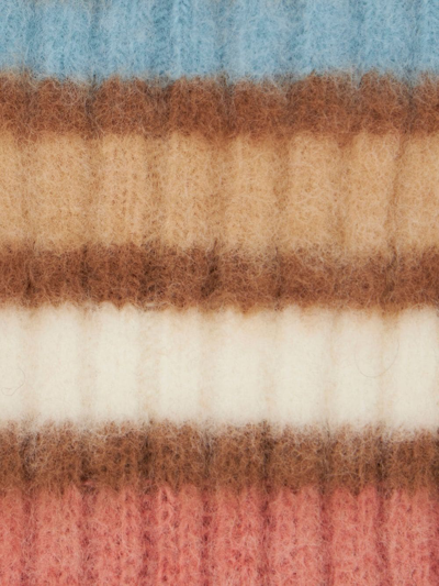 Etro Striped Colour-block Wool-blend Socks In Brown
