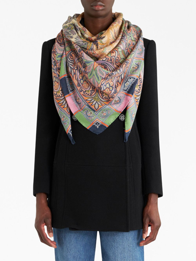 Shop Etro Abstract-print Scarf In Orange