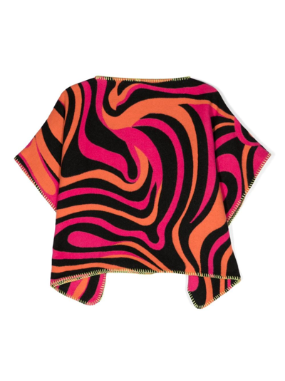 Pucci Junior Abstract-pattern Virgin Wool Poncho In Pink