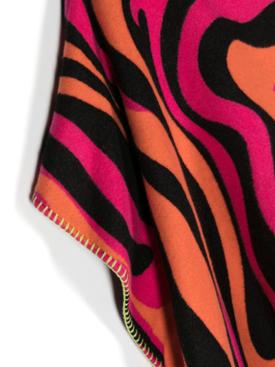 Pucci Junior Abstract-pattern Virgin Wool Poncho In Pink