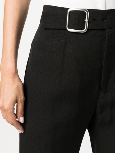 Shop Jil Sander Belted Cropped Trousers In Black