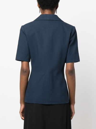 Pre-owned Givenchy 1990 Short-sleeved Double-breasted Blazer In Blue