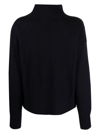 Drumohr Long Sleeves Turtle Neck Oversized Sweater In Blue