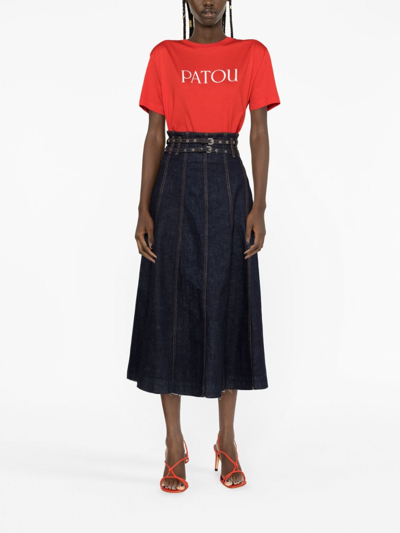 Shop Patou Logo-print Organic Cotton T-shirt In Red