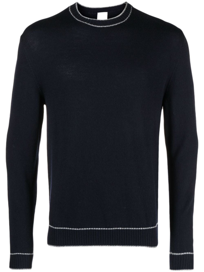 Shop Eleventy Stripe-detail Wool Sweatshirt In Blue