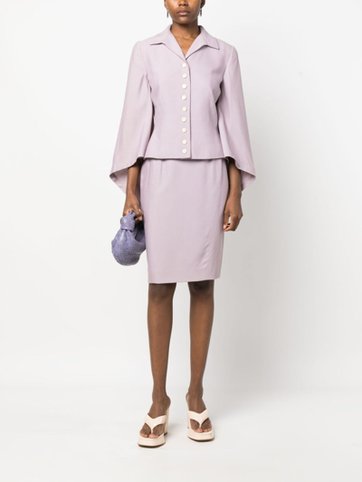 Pre-owned Givenchy 1990-2000 Draped Skirt Suit In Purple