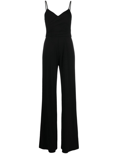 Shop Ralph Lauren Twist-front Wide-leg Jumpsuit In Black