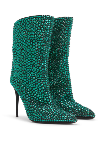 Shop Giuseppe Zanotti Merissa Crystal-embellished Boots In Green