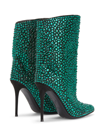 Shop Giuseppe Zanotti Merissa Crystal-embellished Boots In Green