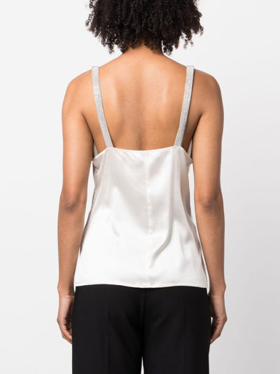Fabiana Filippi Satin Top With Metallic Strap Detail In Neutrals