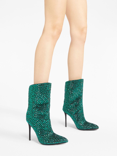 Shop Giuseppe Zanotti Merissa Crystal-embellished Boots In Green