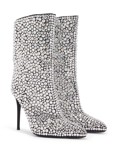 Shop Giuseppe Zanotti Merissa Sparkle 105mm Boots In Silver