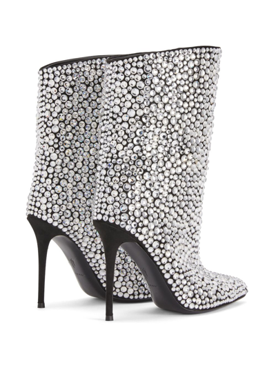 Shop Giuseppe Zanotti Merissa Sparkle 105mm Boots In Silver