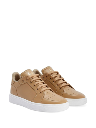 Giuseppe Zanotti Perforated Leather Sneakers In Neutrals