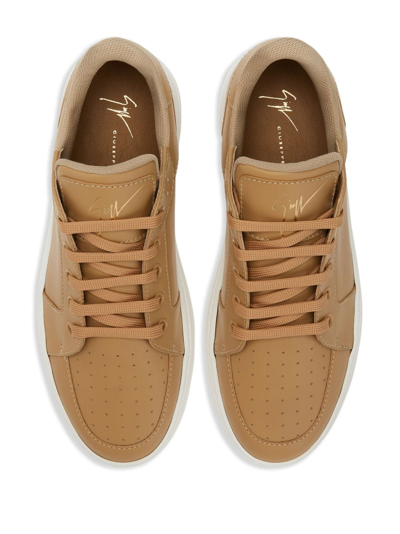 Giuseppe Zanotti Perforated Leather Sneakers In Neutrals