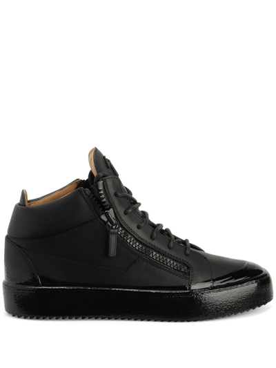 Shop Giuseppe Zanotti Kriss Hi-top Leather Sneakers In Black
