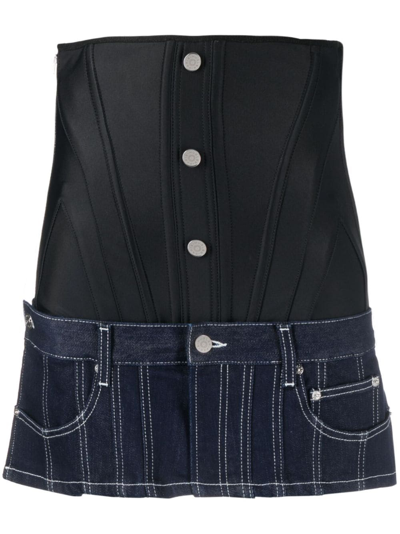 Shop Mugler Panelled Corset Miniskirt In Black