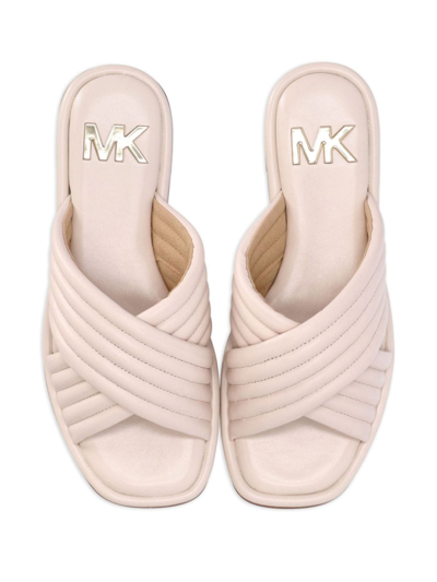 Shop Michael Michael Kors Portia Quilted Leather Slides In Pink