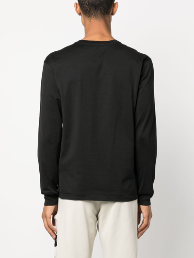 Shop Stone Island Compass-patch Long-sleeve T-shirt In Black