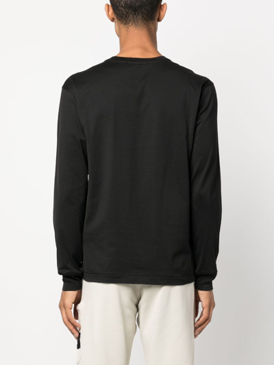 Stone Island Compass-patch Long-sleeve T-shirt In Black