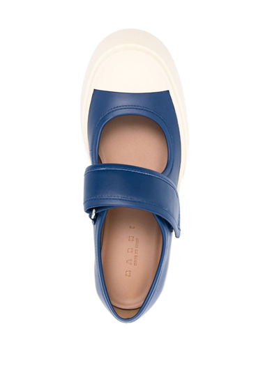 Shop Marni Pablo Mary Jane Leather Sneakers In Blue