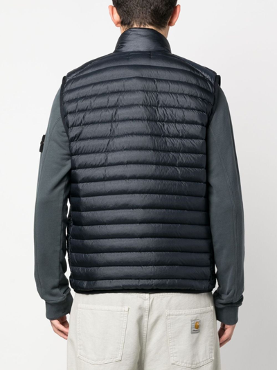 Shop Stone Island Compass-patch Padded Gilet In Blue