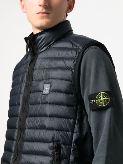 Shop Stone Island Compass-patch Padded Gilet In Blue