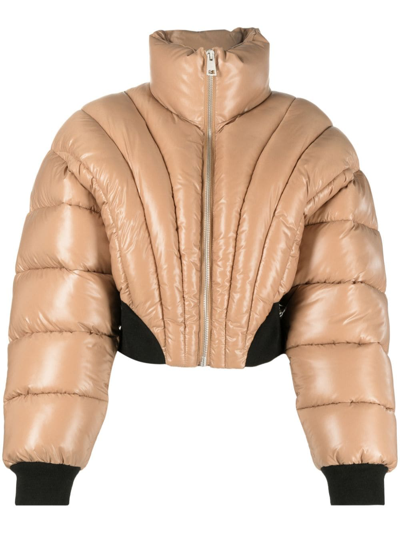 Shop Mugler Quilted Padded Jacket In Neutrals