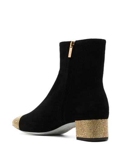 René Caovilla 40mm Rhinestone-embellished Suede Boots In Black