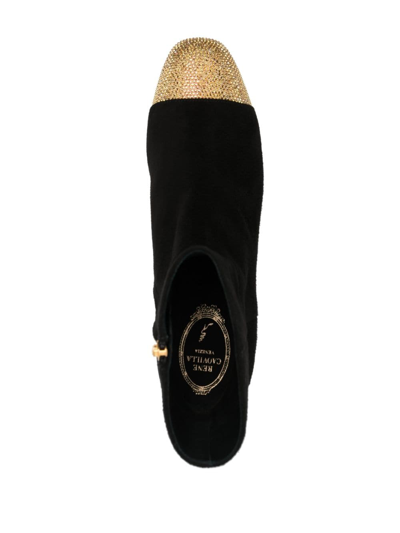 René Caovilla 40mm Rhinestone-embellished Suede Boots In Black