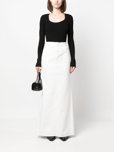 Twinset Scoop-neck Ribbed-knit Top In Black